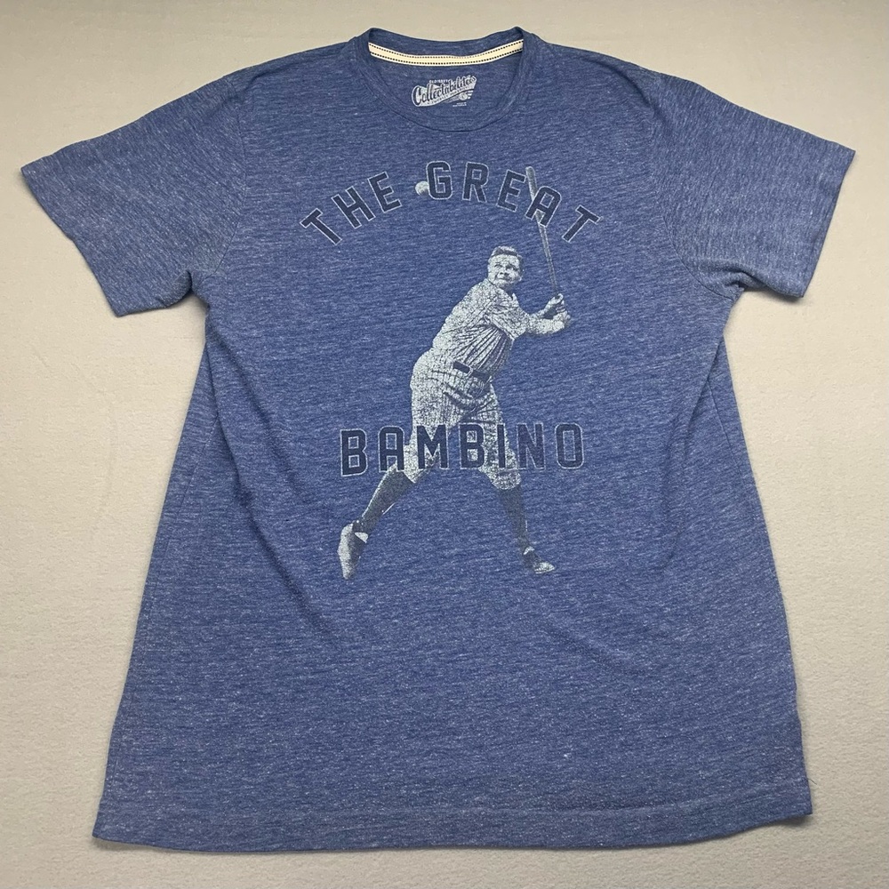 Old Navy THE GREAT BAMBINO Graphic T-Shirt Large L Blue Heathered BABE RUTH